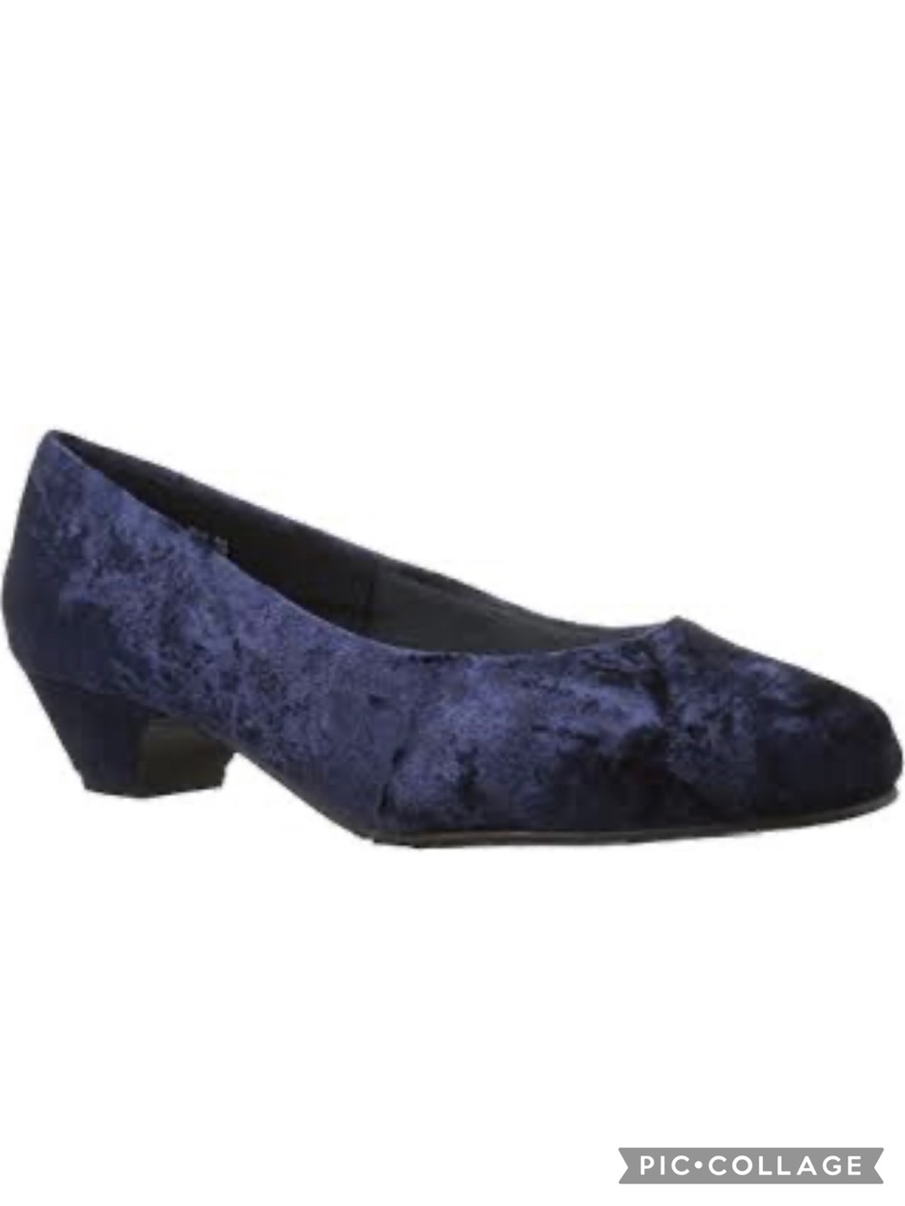 Soft Style by Hush Pupples Navy Blue Velver Low Heel Pumps 8 Quiet Luxury
